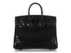 Hermès Black Shiny Porosus Crocodile Birkin 25