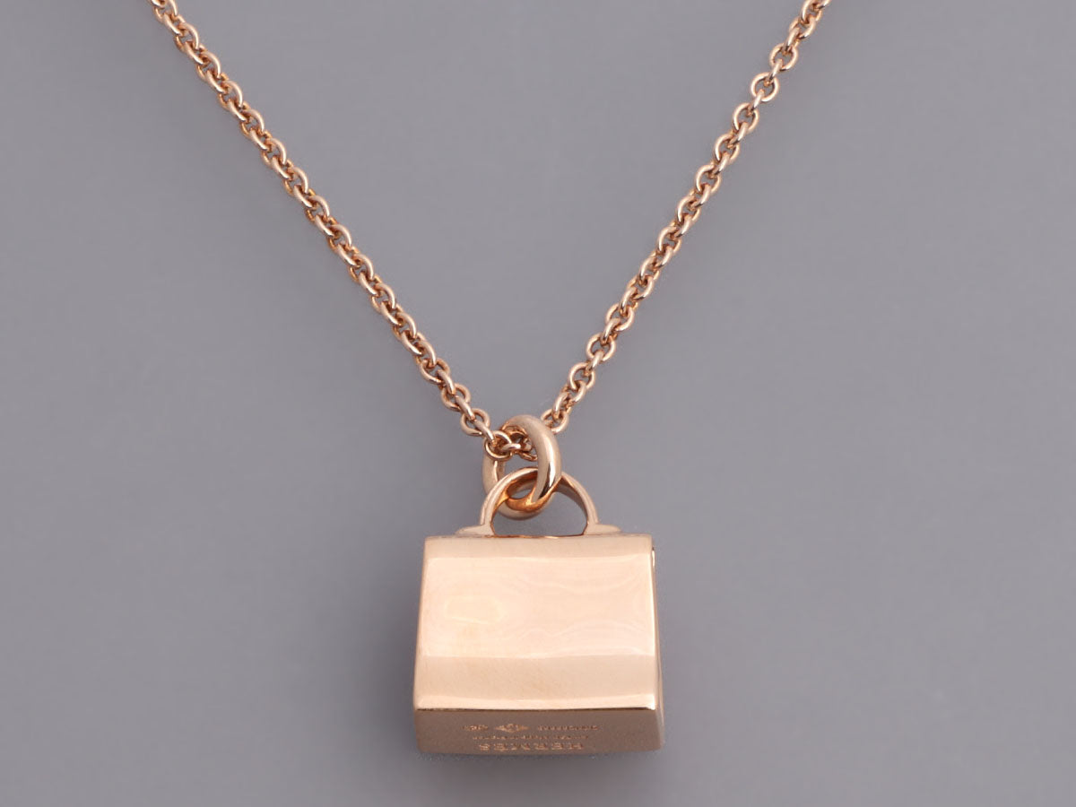 Hermes 18k Rose Gold Diamond Kelly Amulettes Pendant Necklace – Madison  Avenue Couture