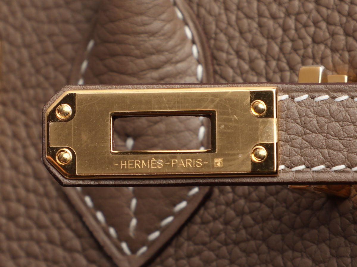 Hermès HERMES BIRKIN 25 TOGO ETOUPE Beige Grey Leather ref.569989