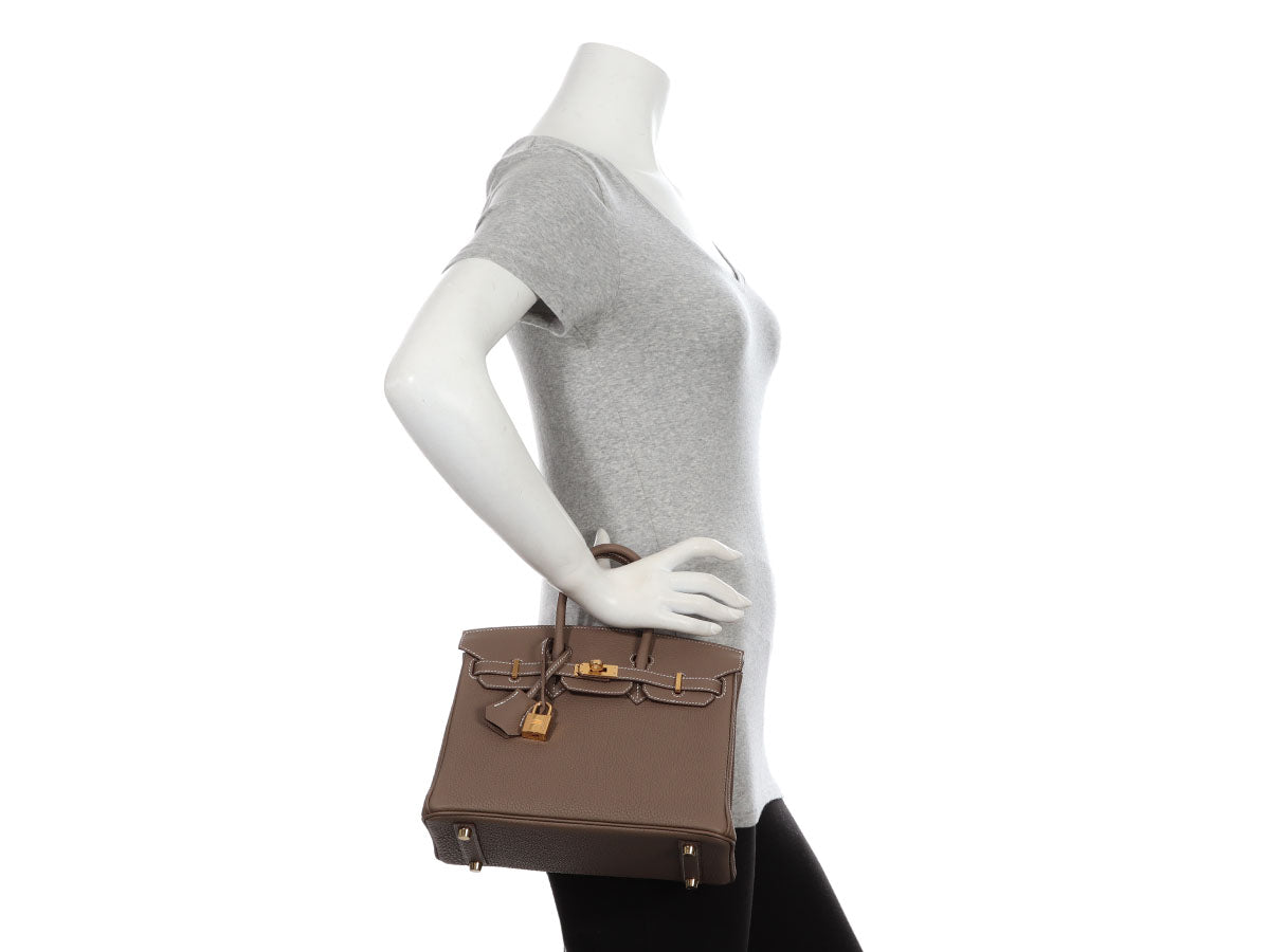 Hermès HERMES BIRKIN 25 TOGO ETOUPE Beige Grey Leather ref.569989 - Joli  Closet