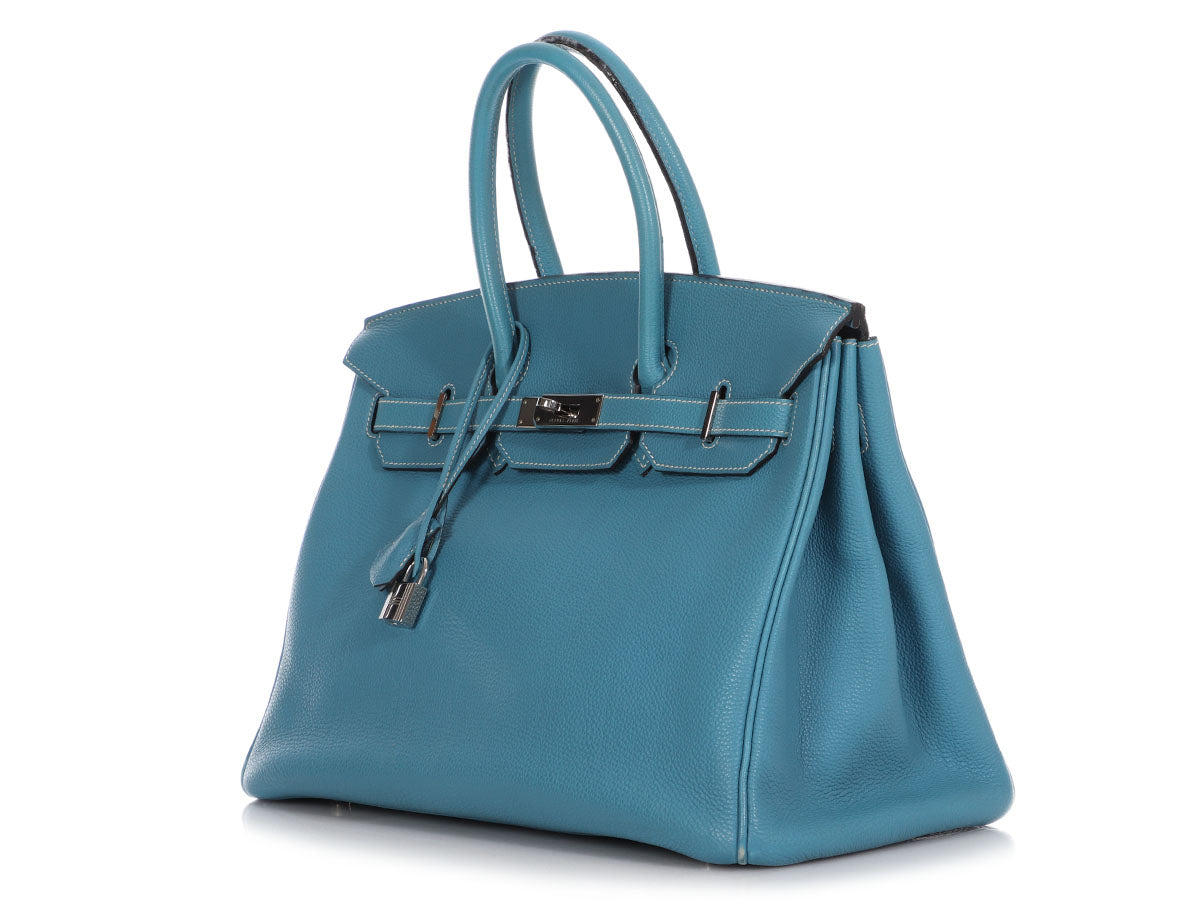 Birkin 35 Blue Jean Colour in Togo Leather with palladium