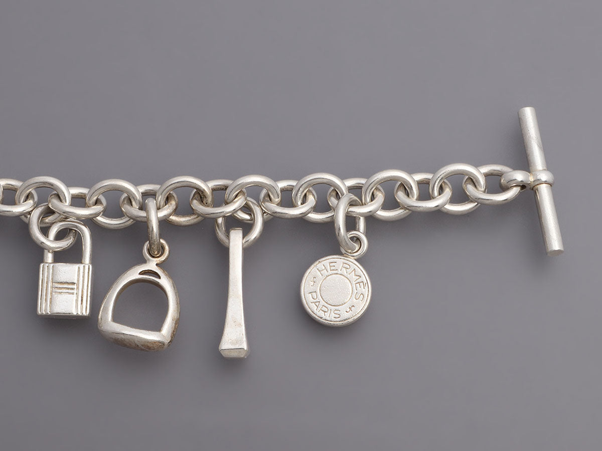 Hermes Sterling Silver Birkin Charm Bracelet. Excellent Condition., Lot  #19028