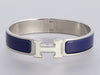 Hermès Narrow White and Blue Enamel Clic-Clac Bracelet