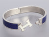 Hermès Narrow White and Blue Enamel Clic-Clac Bracelet