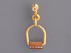 Hermès Barenia Equestre Etrier Pierced Drop Earrings