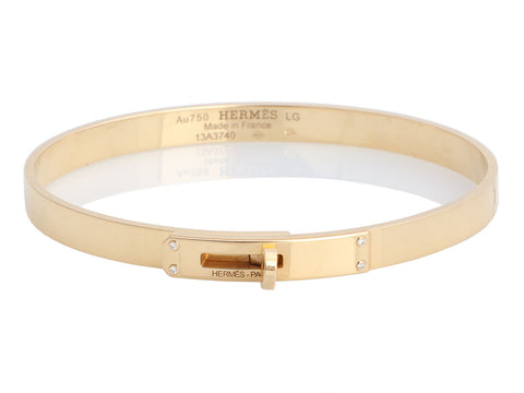 Hermès 18K Yellow Gold Diamond Kelly Bangle