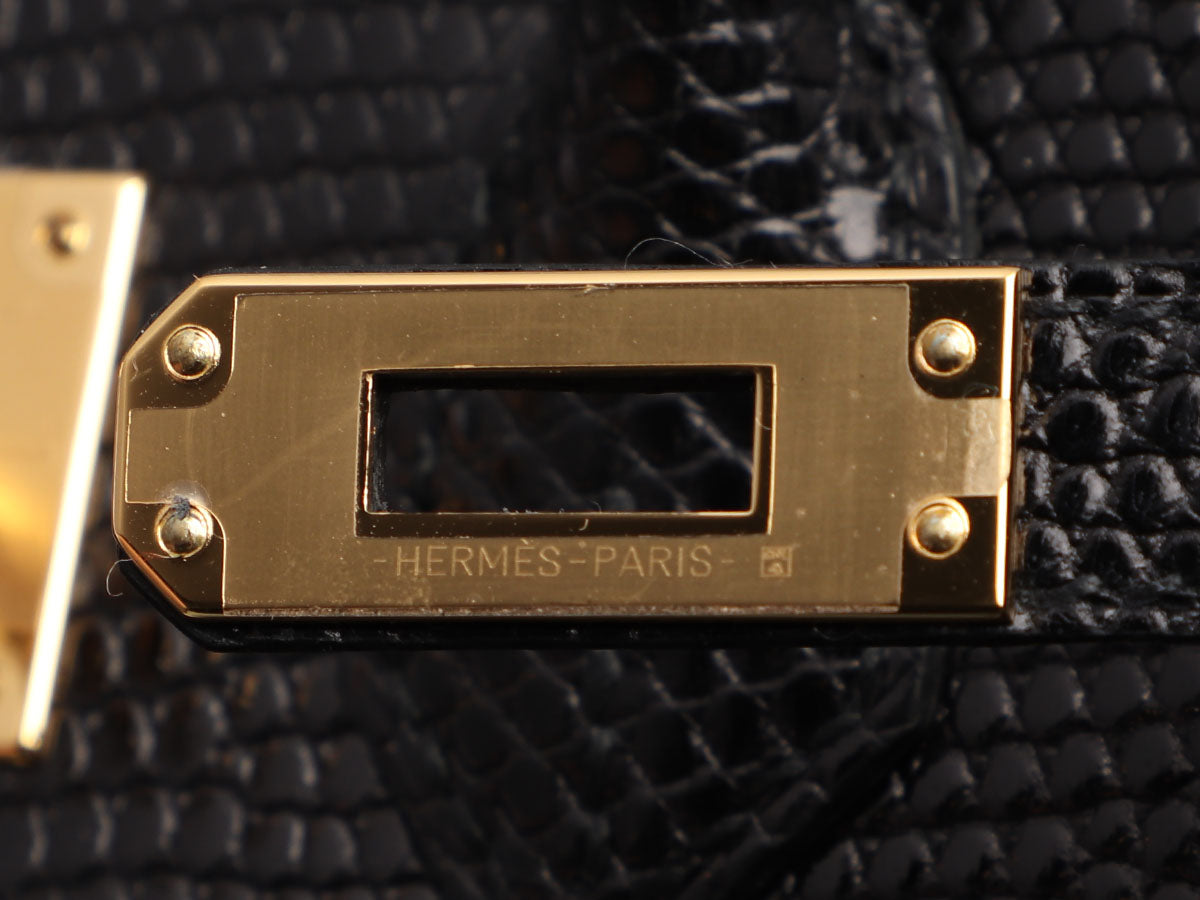 RARE Hermes Birkin 25 Black Lizard Shiny GHW – Ruelamode