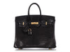 Hermès Black Shiny Lizard Birkin 25