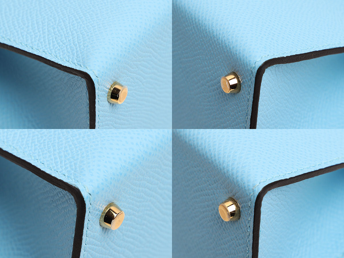 Hermès Mini Kelly 20 Celeste Epsom With Silver Hardware