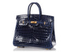 Hermès Bleu Saphir Lissé Niloticus Crocodile Birkin 25