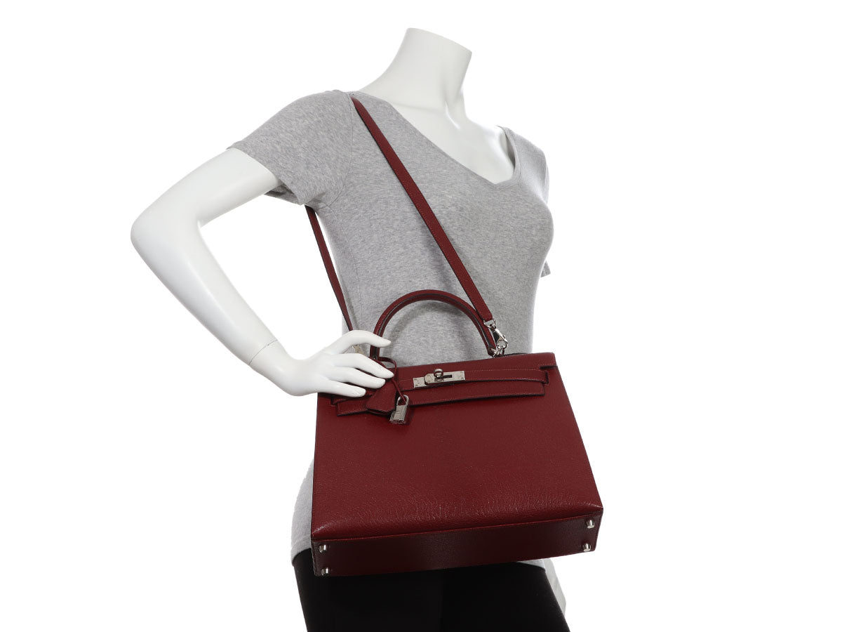 Hermes Kelly Handbag Rouge H Chevre de Coromandel with Gold Hardware 32 -  ShopStyle Shoulder Bags