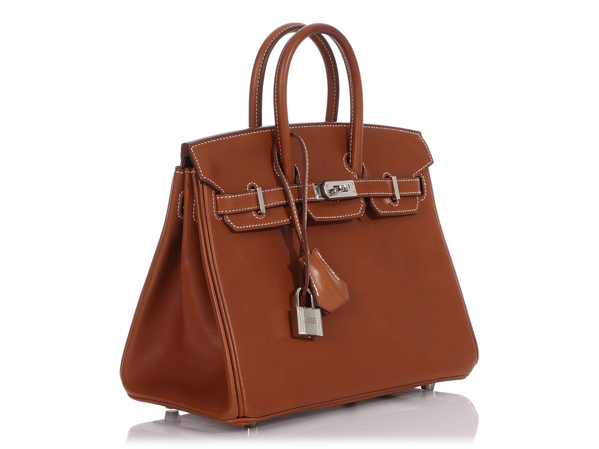 HERMÈS Birkin 25 handbag in Fauve Barenia leather with Gold