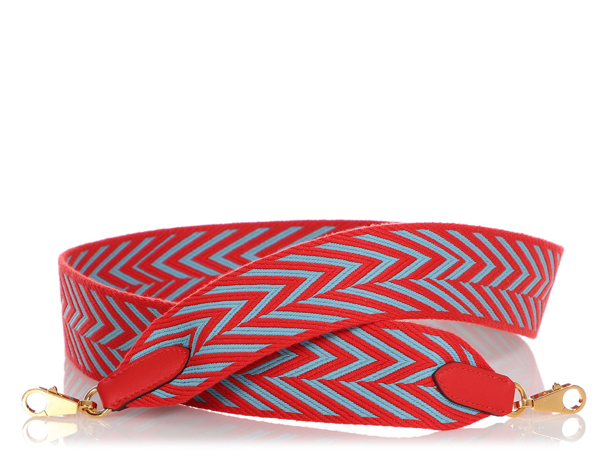 Hermès Rouge de Coeur and Bleu du Nord Zigzag Sangle Strap