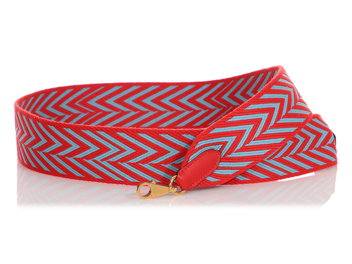 Hermès Rouge de Coeur and Bleu du Nord Zigzag Sangle Strap