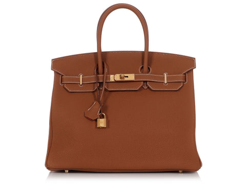 Hermès Gold Togo and Geranium Verso Birkin 35