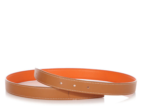 Hermès Gold and Orange Reversible Belt Strap 24mm