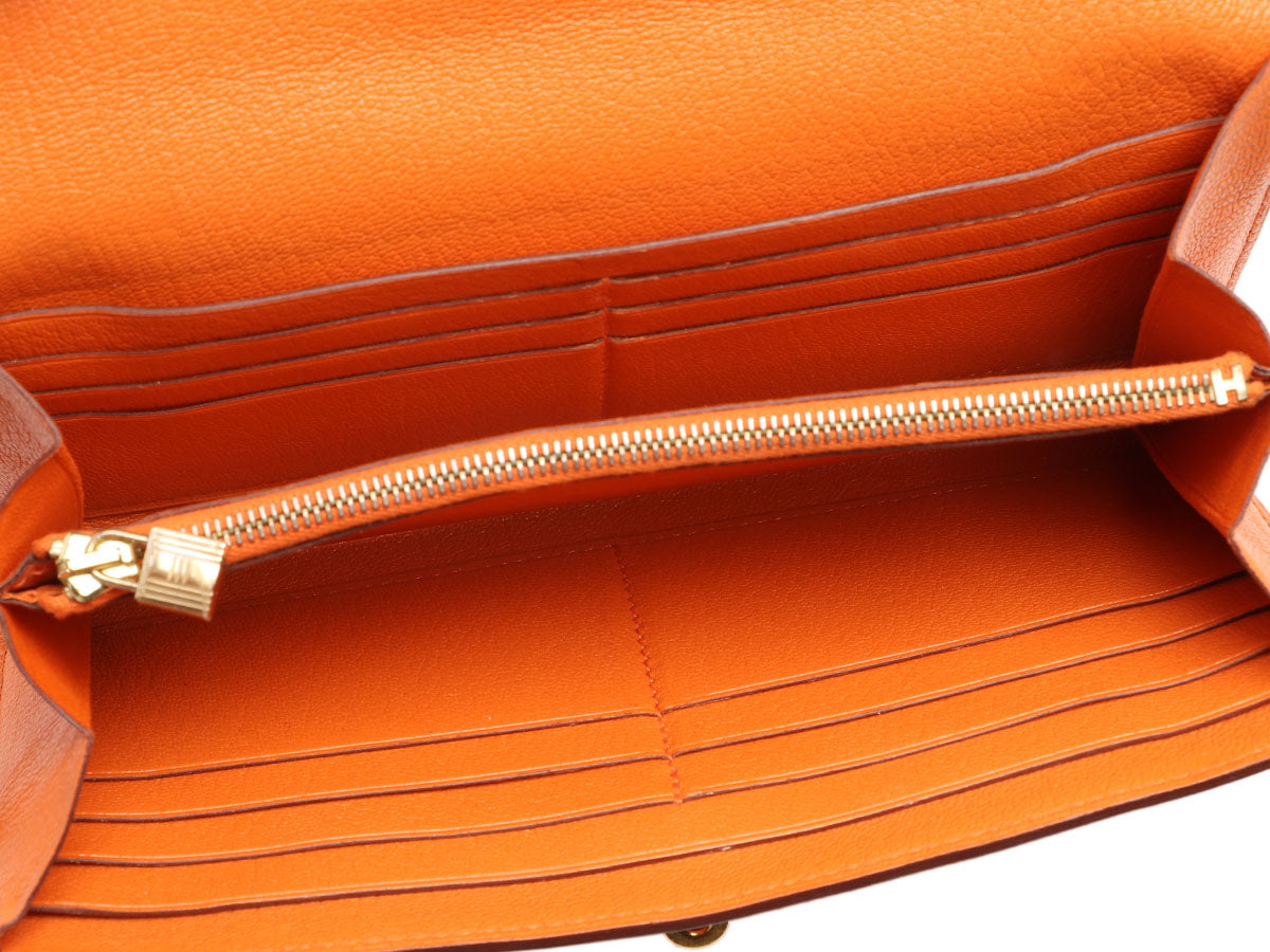 Hermès Bleu Zanzibar Kelly Long Wallet of Chevre Leather with