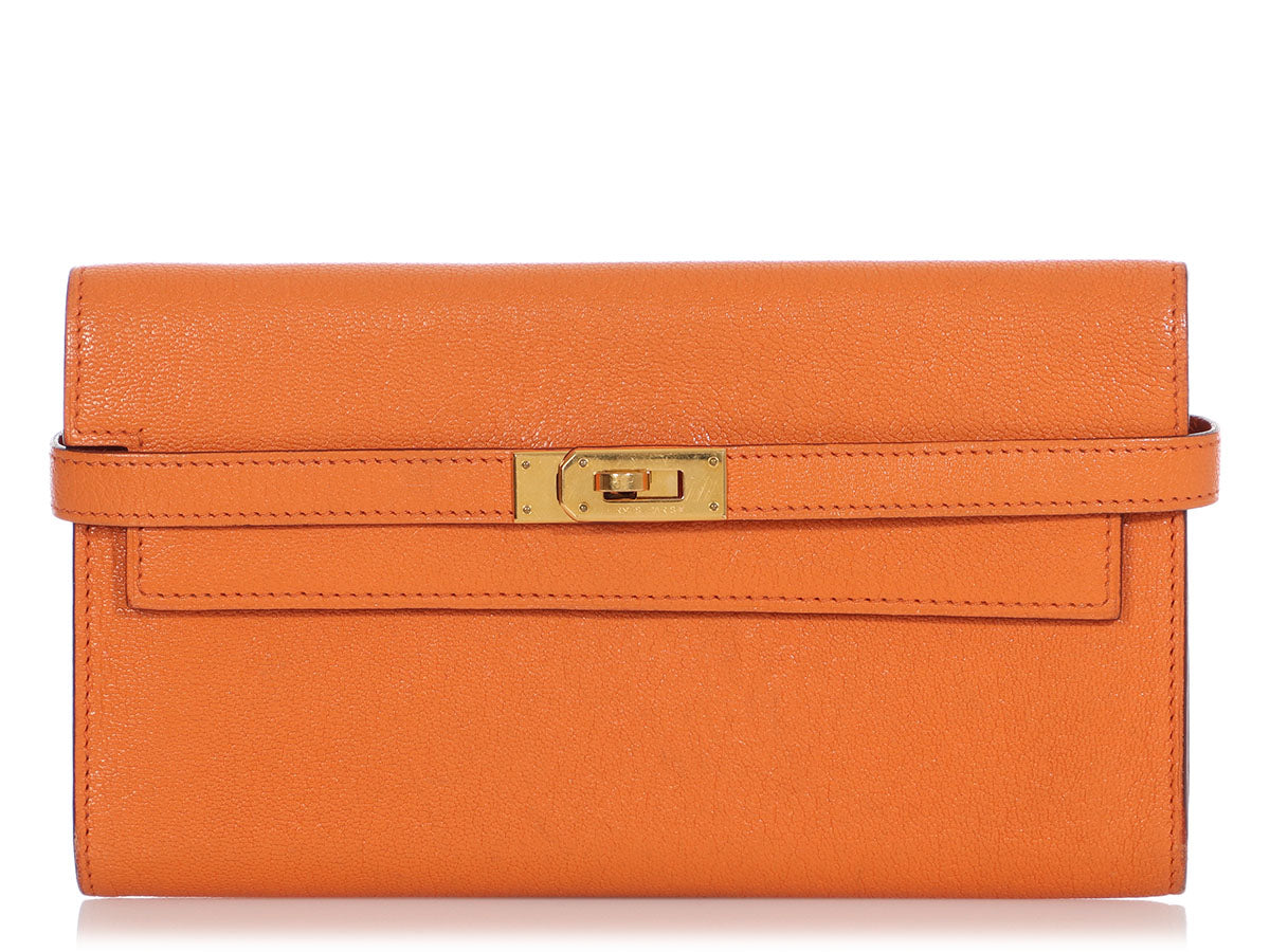 Hermes Anemone Chevre Kelly Long Wallet PHW - Chicjoy