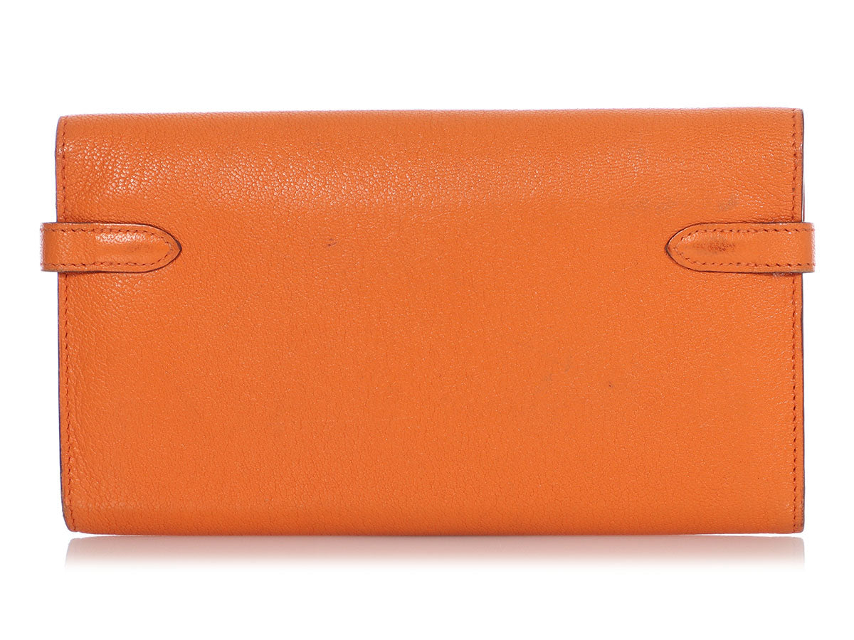 Hermès Orange Chèvre Kelly Long Wallet