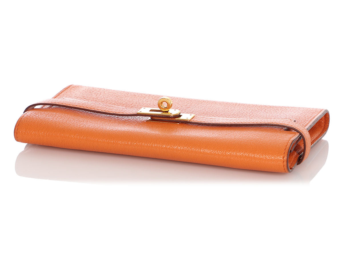 Hermes Anemone Chevre Kelly Long Wallet PHW - Chicjoy