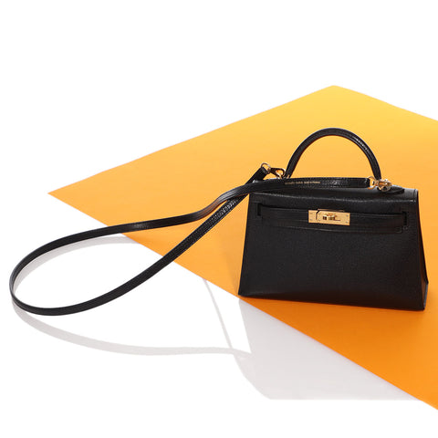 Hermès Black Chèvre Mini Kelly 20