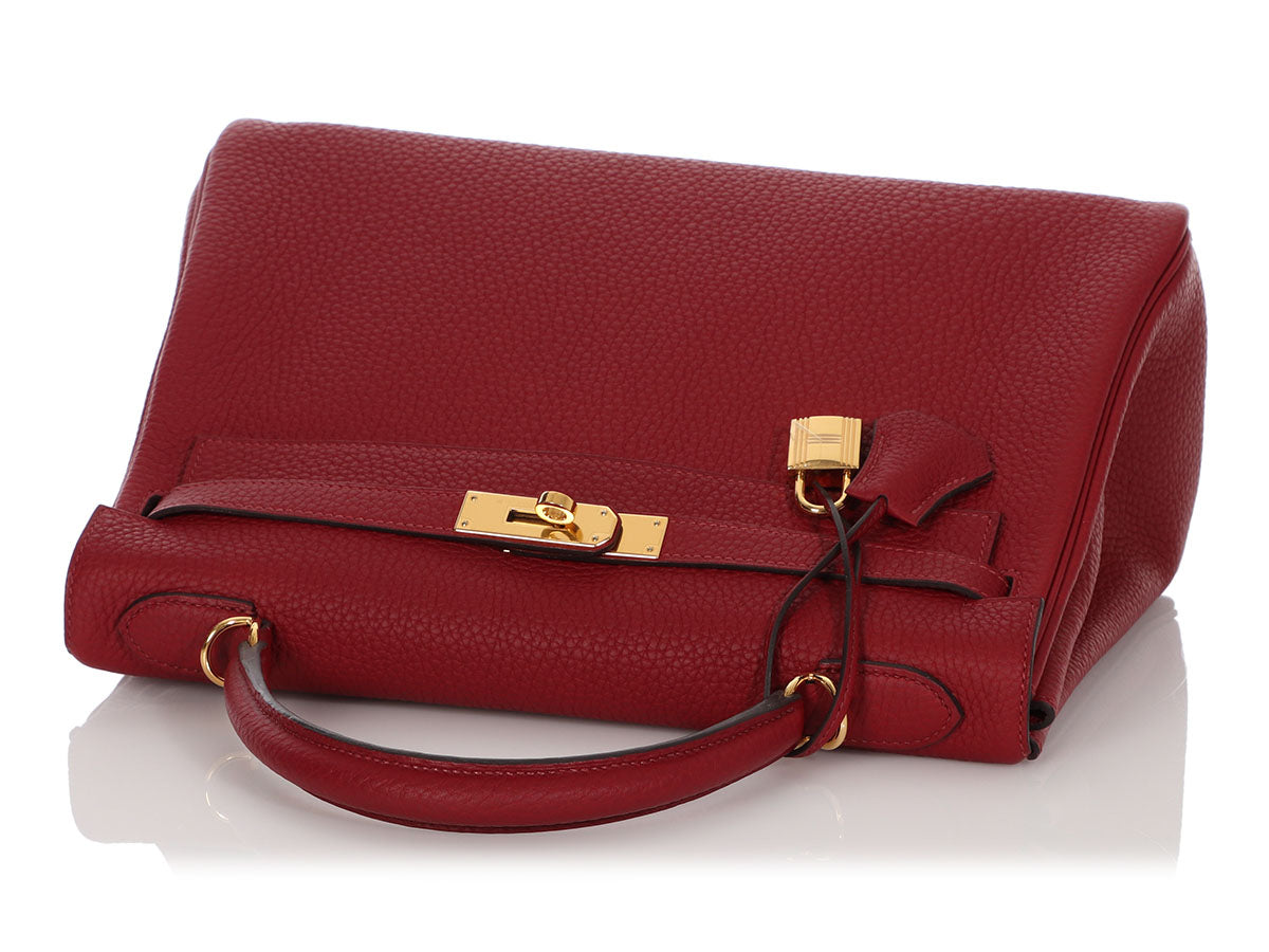 Hermès Kelly 32 HSS Clemence Rouge Grenat