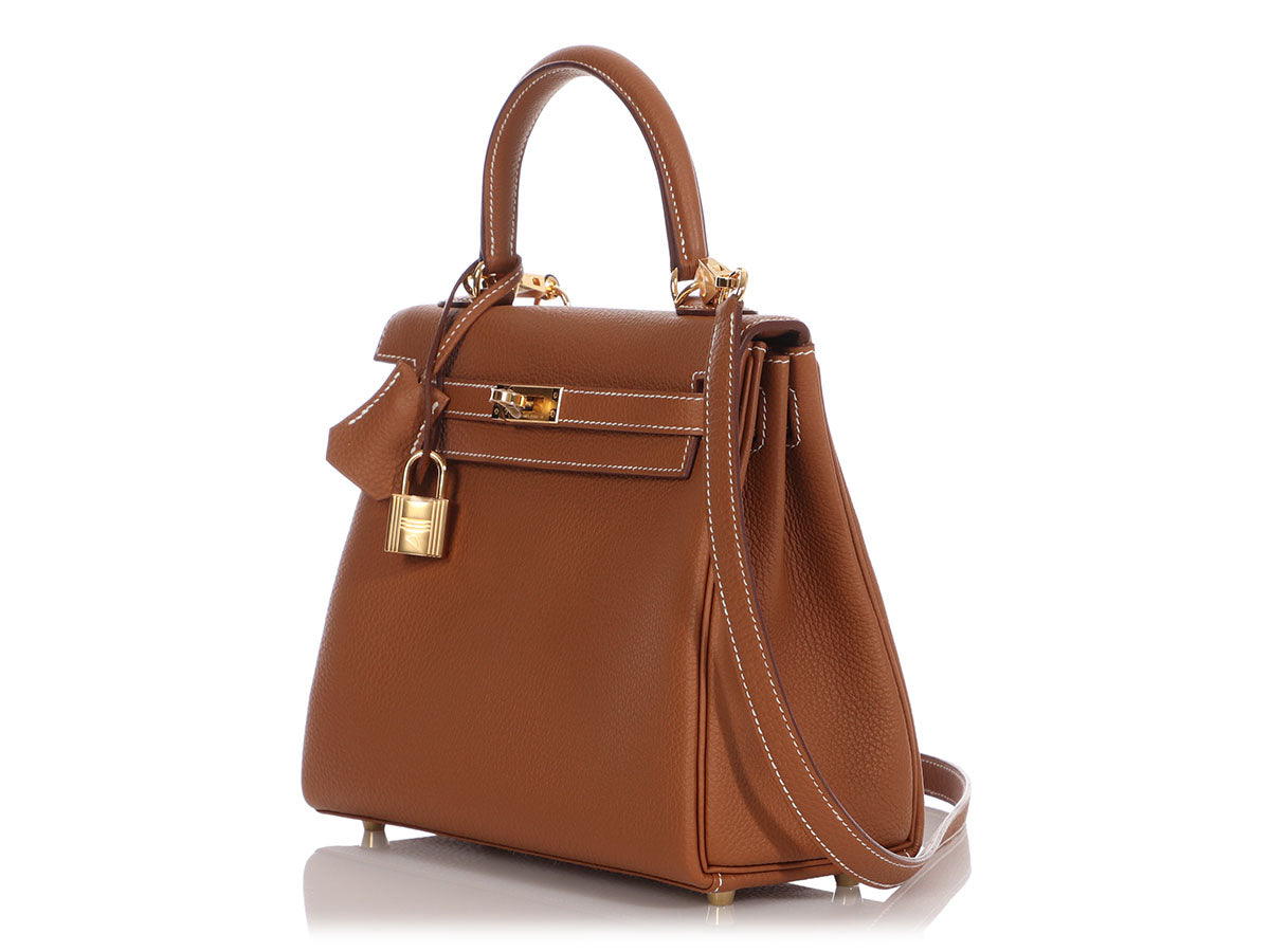 Hermès Kelly 25 Handbag in gold togo leather – Fancy Lux