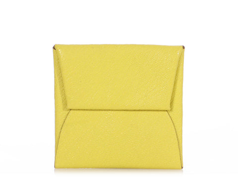 Hermès Lime Chèvre Bastia Coin Purse