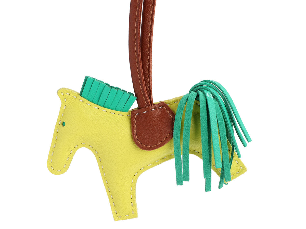 Hermès Lime Lambskin Grigri Rodeo Horse Bag Charm PM