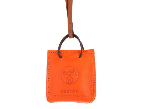 Hermès Orange Lambskin Shopping Bag Charm