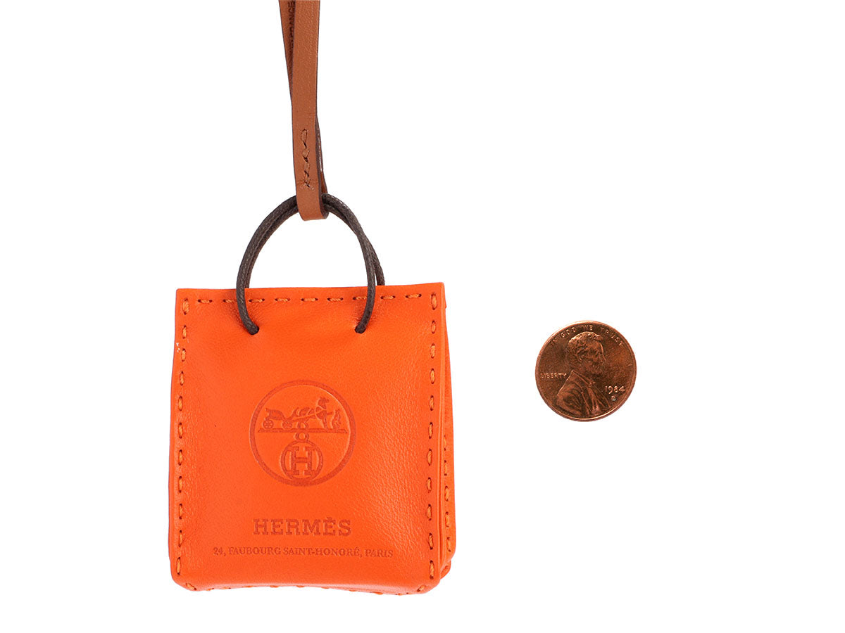 Hermes Shopping Bag Orange Bag Charm New w/ Box – Mightychic