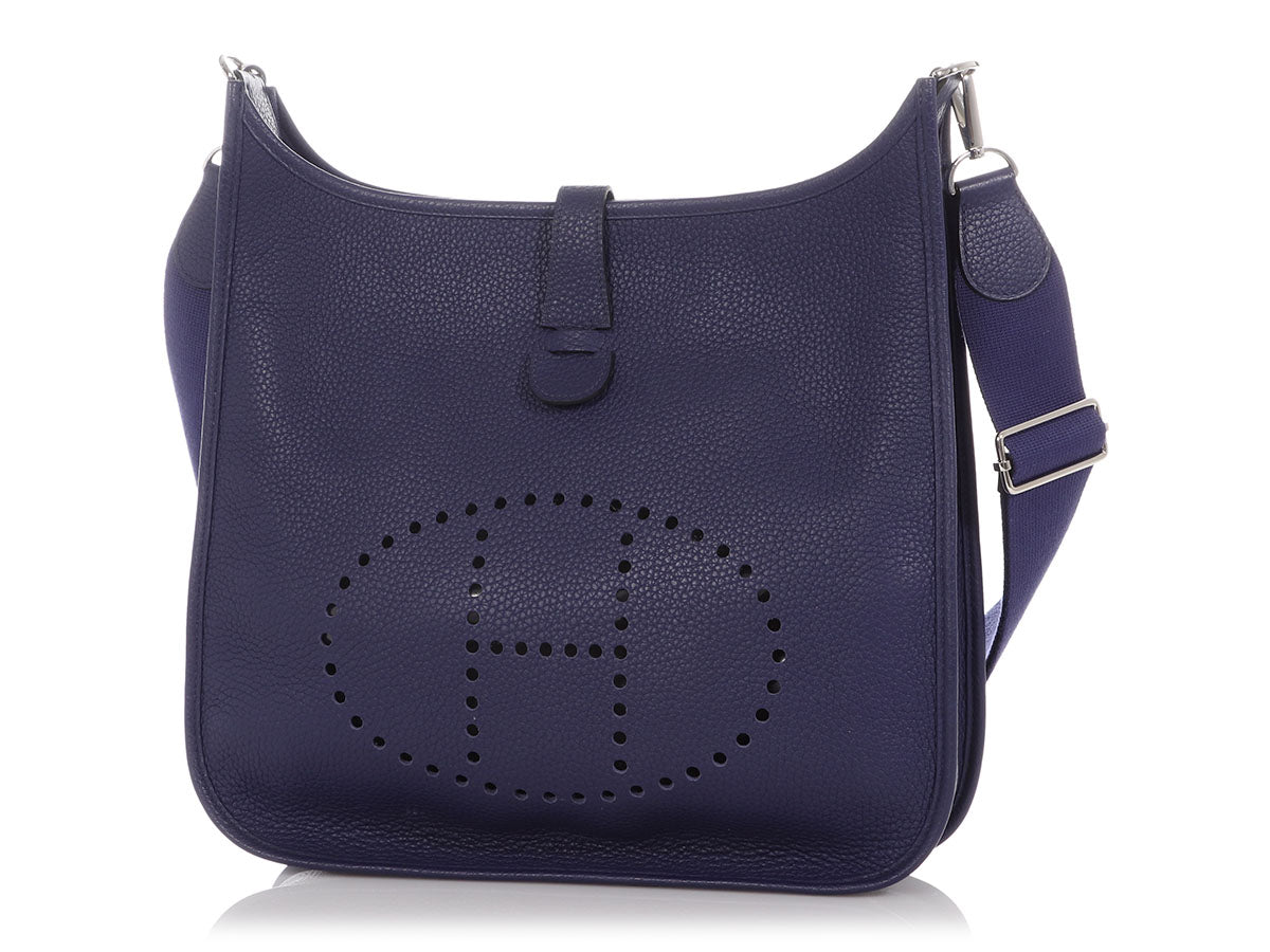 HERMES EVELYNE 1GM Clemence leather Blue jean □I Engraving Shoulder ba –  BRANDSHOP-RESHINE