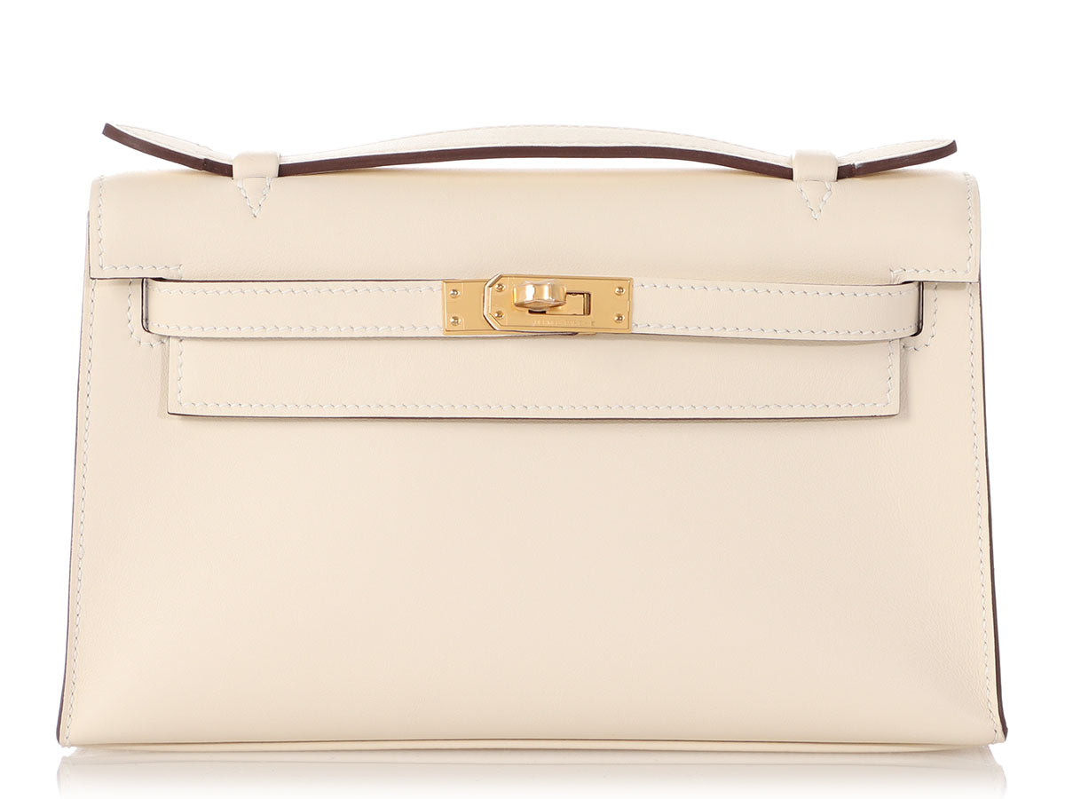 Hermes Kelly Pochette Chai Ostrich Gold Hardware