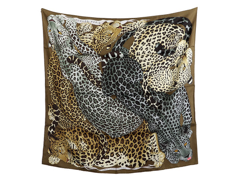 Hermès Lazy Leopardesses Silk Scarf 90cm