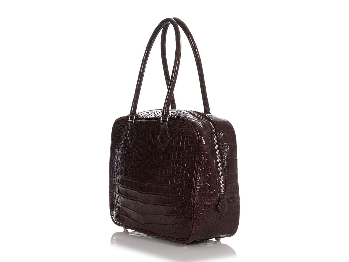 Plume crocodile handbag Hermès Burgundy in Crocodile - 11496217
