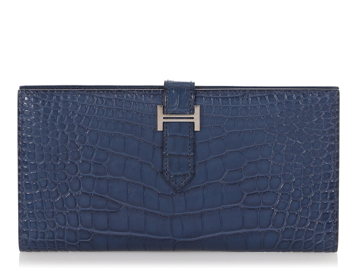 Hermès Bleu de Malte Matte Alligator Béarn Wallet