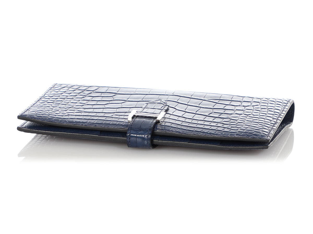 Hermès Bleu Atoll Swift Dogon Compact Wallet - Ann's Fabulous Closeouts