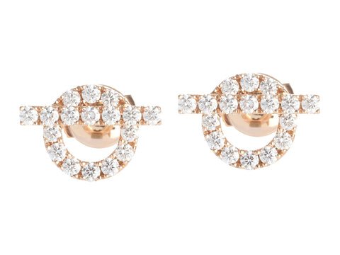 Hermès 18K Rose Gold Diamond Finesse Pierced Earrings