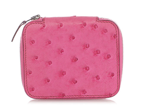 Hermès Fuchsia Ostrich Zip Around Notebook Cover PM