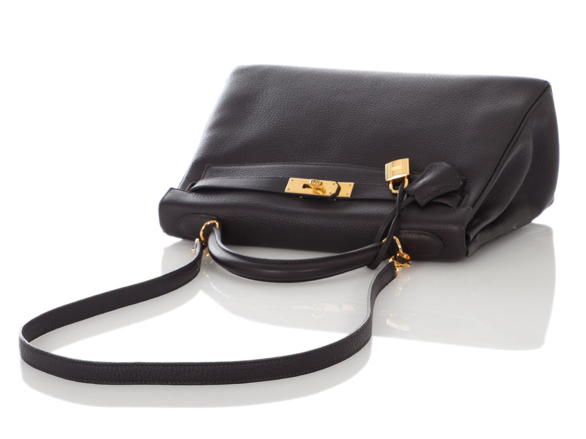 Hermes Kelly Ado Backpack Black Clemence Gold Hardware