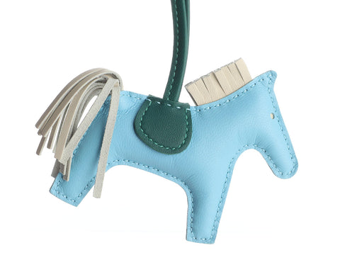 Hermes Celeste Bleu de Malte Grigri Rodeo Horse GM Bag Charm