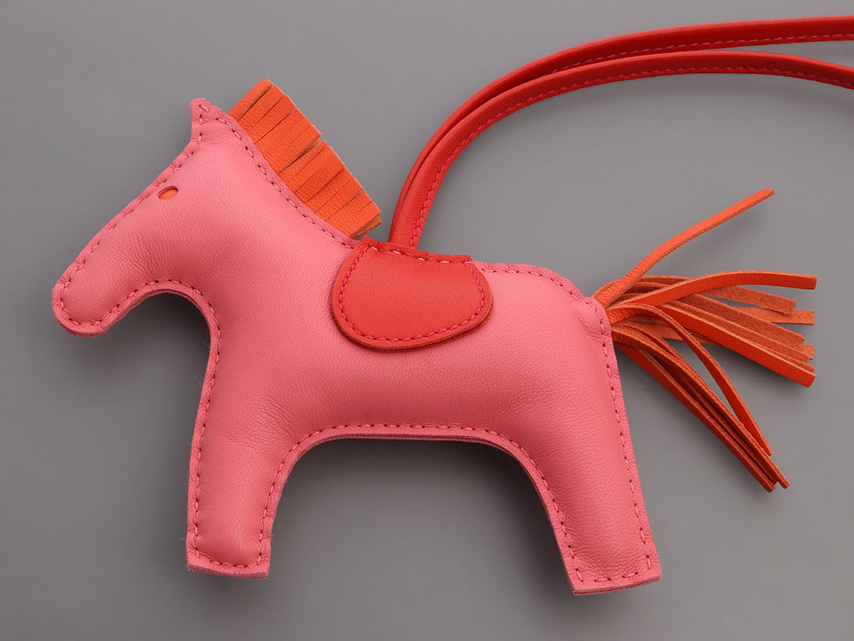 Hermès Rose Jaipur Lambskin Grigri Rodeo Horse Bag Charm PM