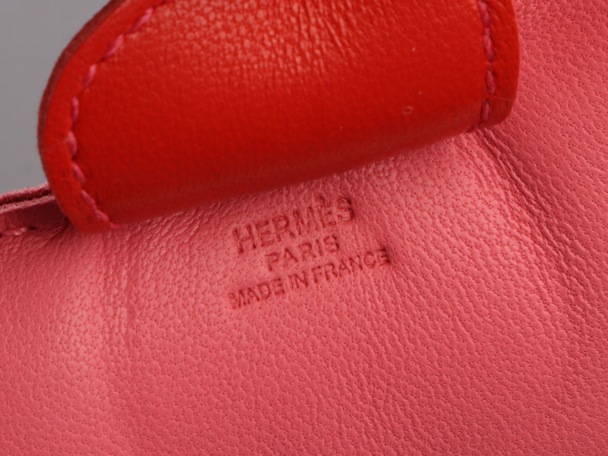 NIB HERMES Rodeo Grigri Horse Leather Bag Charm MM Rose Azalea Pink Orange  Red