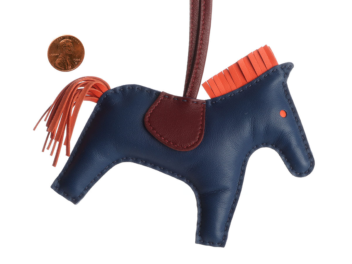 Hermès Bleu de Malte Lambskin Grigri Rodeo Horse Bag Charm MM