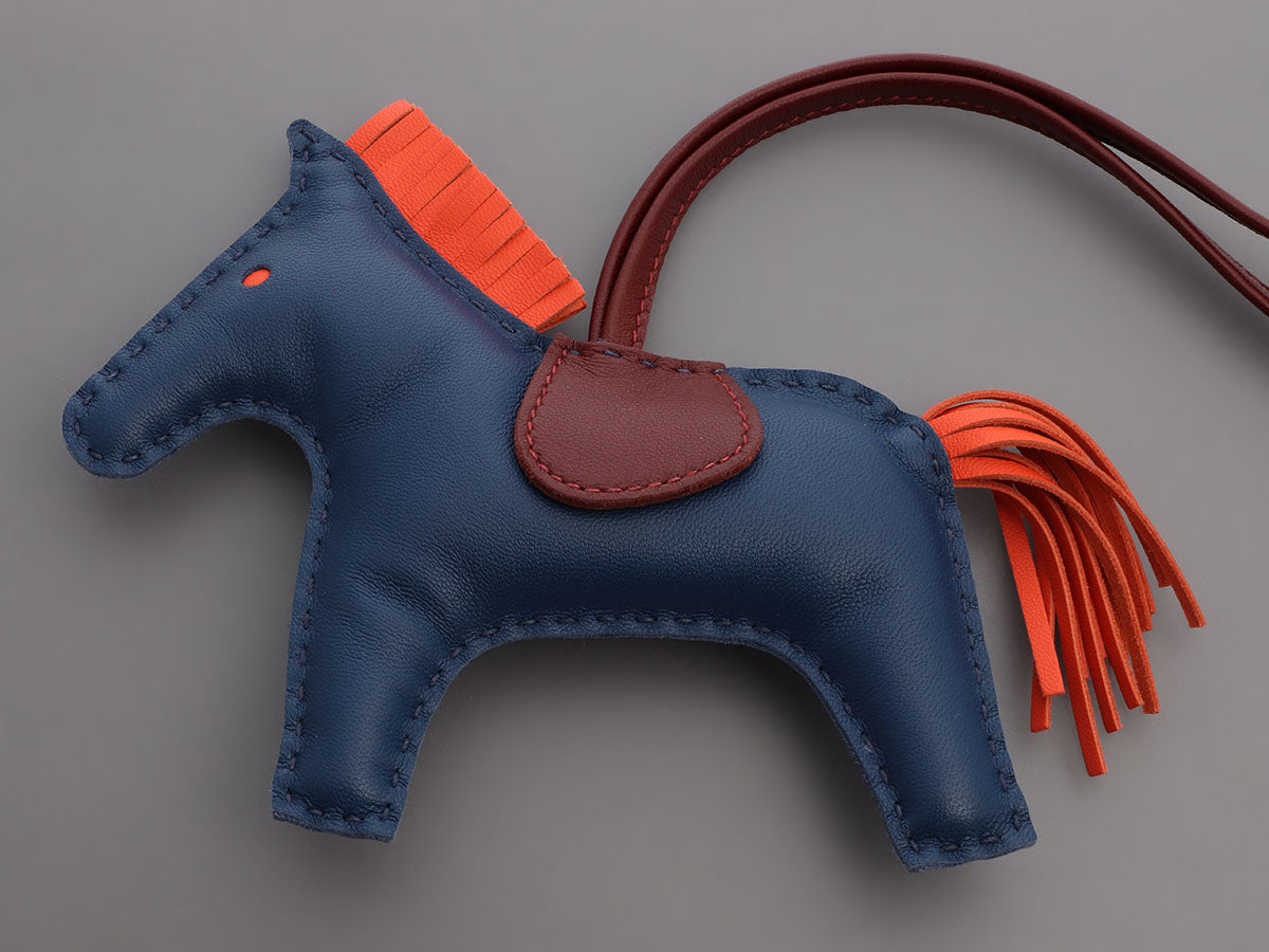 Hermès Bleu de Malte Lambskin Grigri Rodeo Horse Bag Charm MM