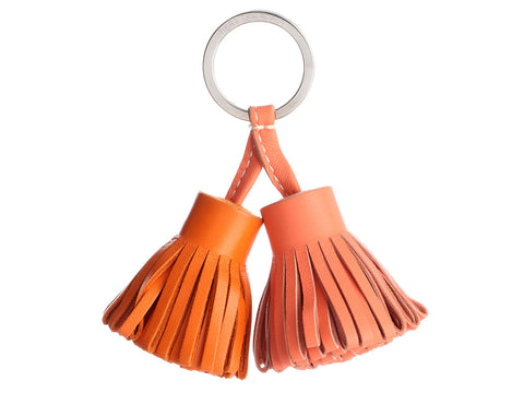 Hermès Crevette and Orange Lambskin Carmen Uno Dos Key Ring