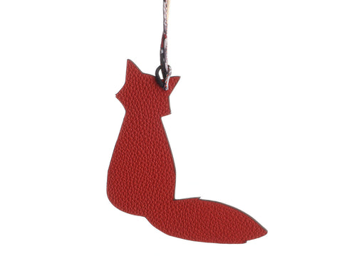 Hermès Bamboo and Red Petit H Fox Bag Charm GM