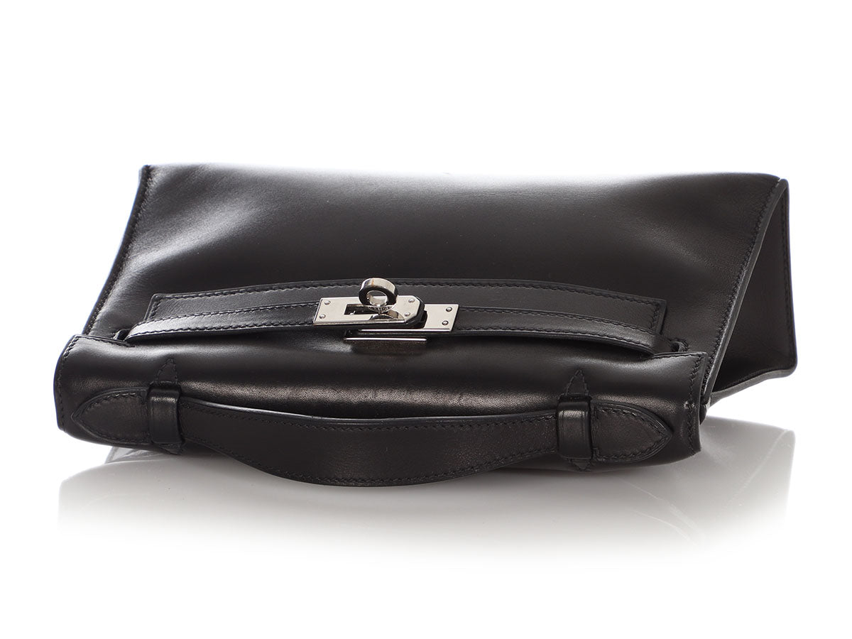 Hermes Kelly Pochette Black Evergrain GHW #T SKL1431