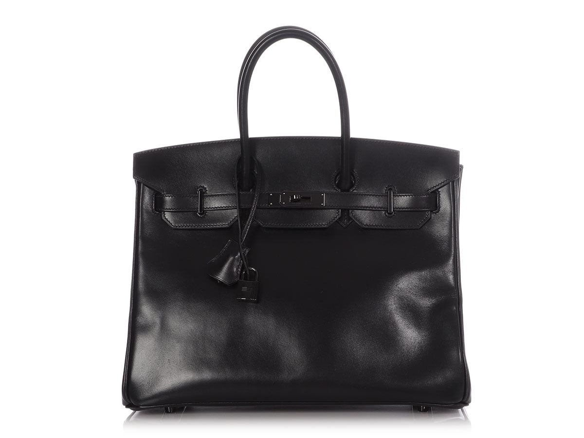 HERMES Black Box Leather Birkin 35 Handbag – Fashion Reloved