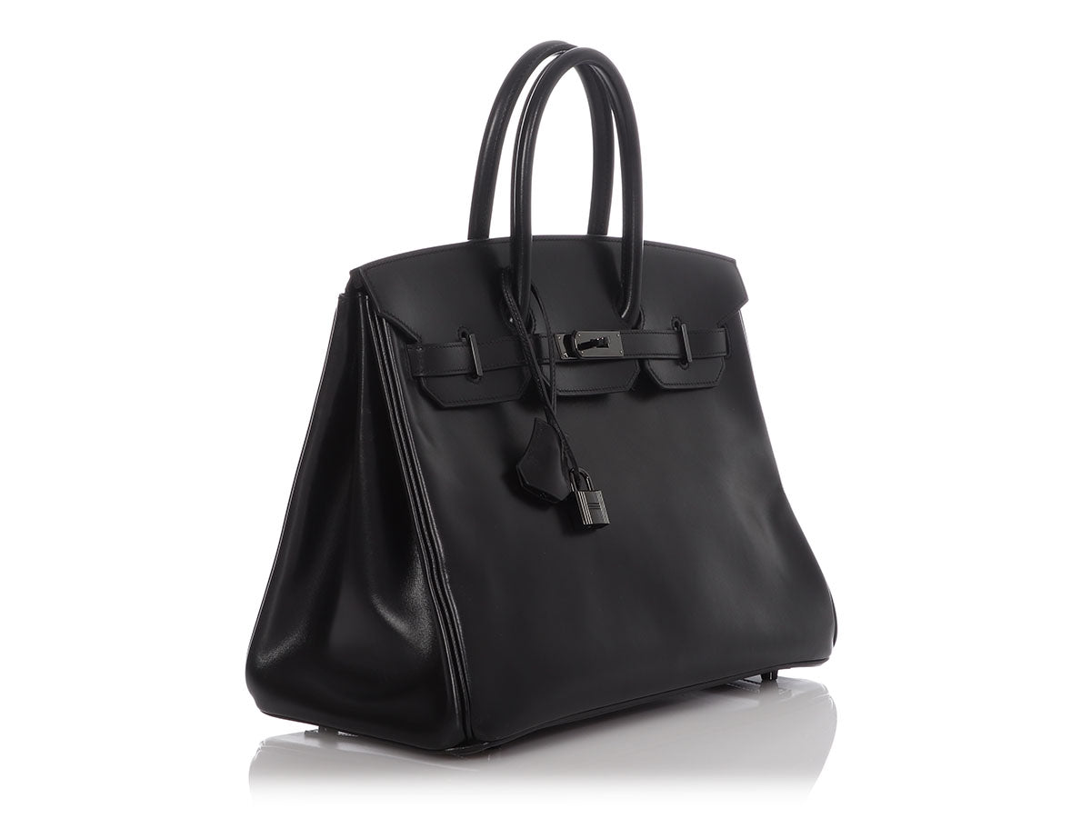 Hermes Birkin 35 Bag So Black Box Leather Limited Edition Very